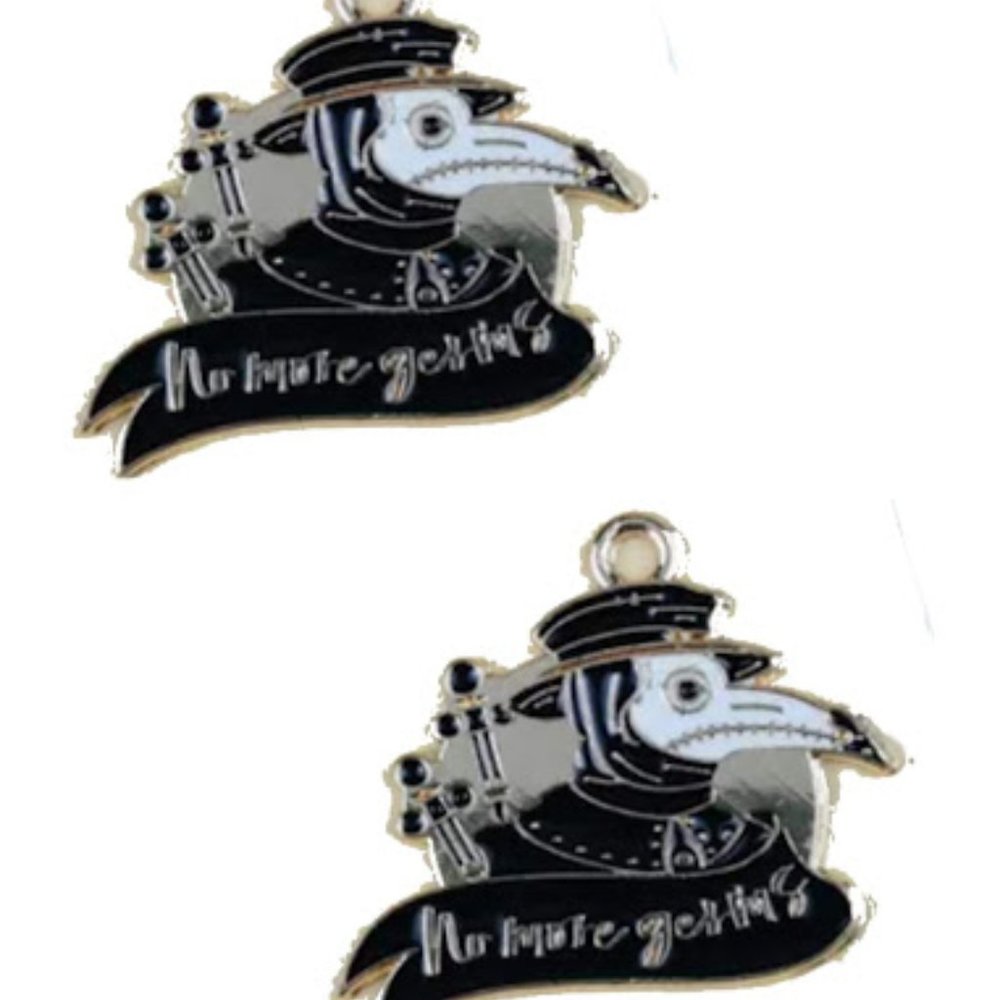 No Germs black plague earrings, Dangle earrings set. Unisex dangle earrings.